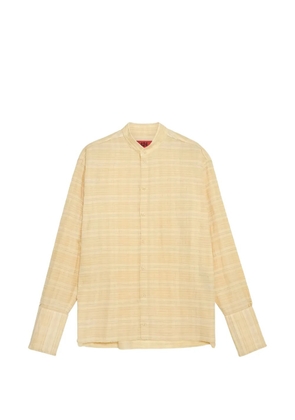 424 Mandarin-collar frayed-hem shirt - Neutrals