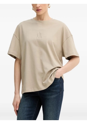 Armani Exchange logo-embroidered T-shirt - Neutrals