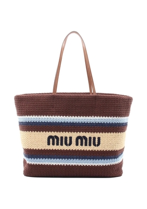 Miu Miu Pre-Owned 2020s raffia-effect woven tote bag - Brown