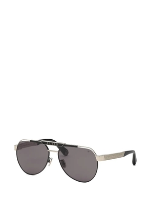 Philipp Plein logo-engraved pilot-frame sunglasses - Silver
