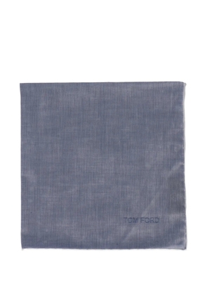 TOM FORD logo-embroidered contrast-border pocket square - Blue