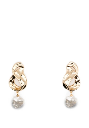 Self-Portrait pearl-pendant drop earrings - Gold