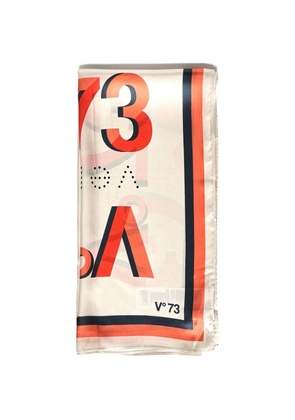 V°73 logo-print silk scarf - Neutrals
