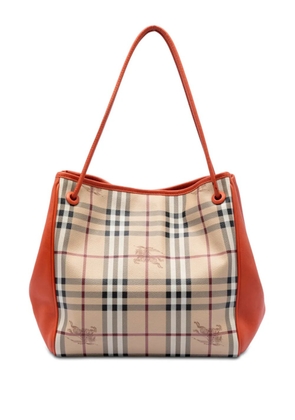 Burberry Pre-Owned 2021-2026 Small Leather Trimmed Haymarket Check Coated Canvas Canterbury tote bag - Neutrals