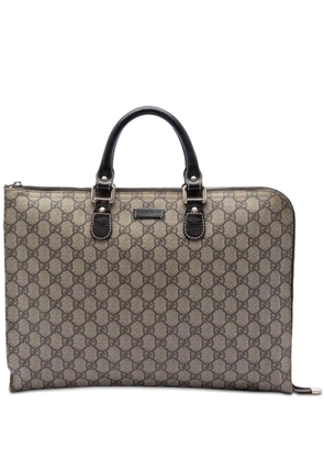 Gucci Pre-Owned 2016-2026 GG Supreme Laptop Case business bag - Neutrals