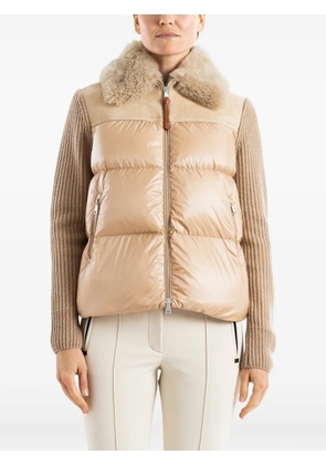 Moncler shearling-collar quilted jacket - Neutrals