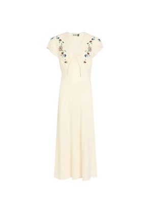 Rixo Amari embroidered lace-trim midi dress - Neutrals