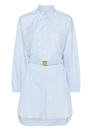 Miu Miu logo-patch cotton shirtdress - Blue