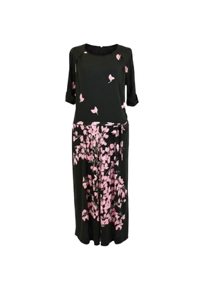 De Parisini Vintage floral-print belted midi dress - Black