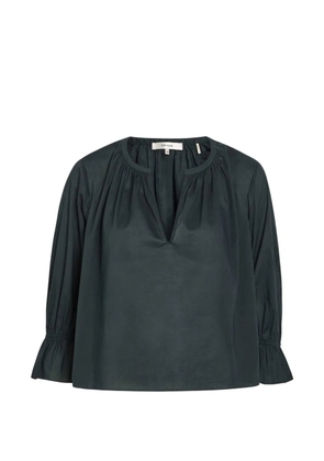 FRAME The Poet gathered ruffled-cuff blouse - Blue