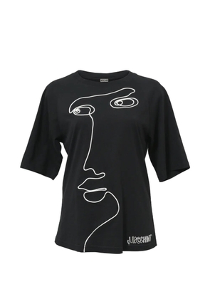 Moschino Pre-Owned face embroidered T-shirt - Black