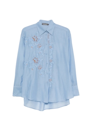 Ermanno Scervino floral-embroidered sheer shirt - Blue
