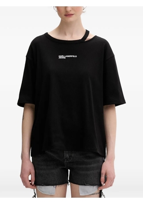 Karl Lagerfeld Jeans logo-print cut-out T-shirt - Black