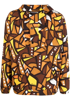 Moschino patterned hooded windbreaker jacket - Brown