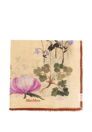 Max Mara floral-print frayed scarf - Neutrals