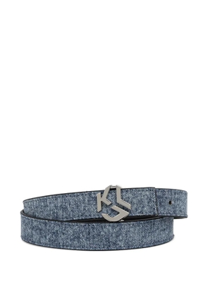 Karl Lagerfeld Jeans monogram-buckle denim belt - Blue