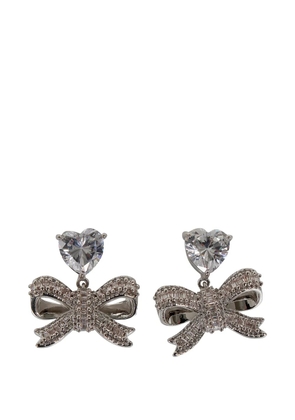 Self-Portrait crystal-embellished bow earrings - Silver