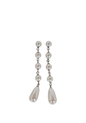 Self-Portrait pearl-embellished drop earrings - Silver
