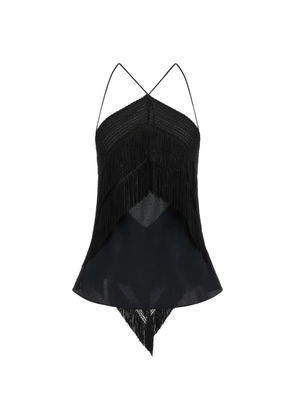 THE ANDAMANE Reina fringe-trimmed top - Black