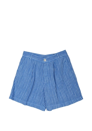 120% Lino vertical-stripe linen shorts - Blue