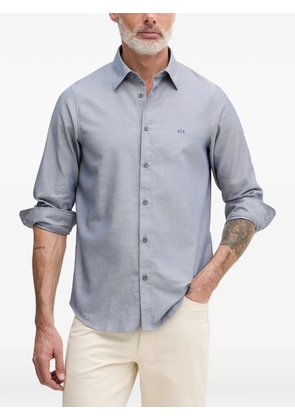 Armani Exchange logo-embroidered long-sleeve shirt - Blue