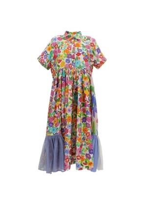 Pero floral-print cotton-silk maxi dress - White