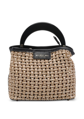 MY BEST BAG woven leather-trim clutch bag - Neutrals