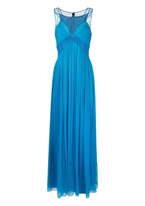 Alberta Ferretti Cornely-embroidered silk maxi dress - Blue