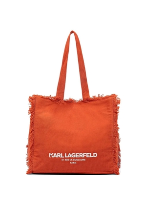 Karl Lagerfeld fringed logo-print tote bag - Orange