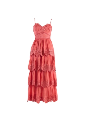 Christy Lynn Maple tiered embroidered maxi dress - Pink