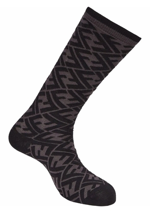 FENDI FF logo mid-calf socks - Black