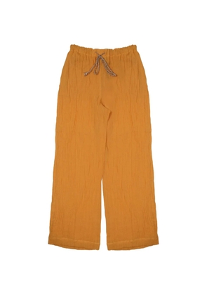 120% Lino crinkled-effect drawstring trousers - Orange