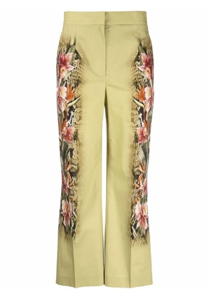 Alberta Ferretti daffodil-print flared-leg trousers - Green