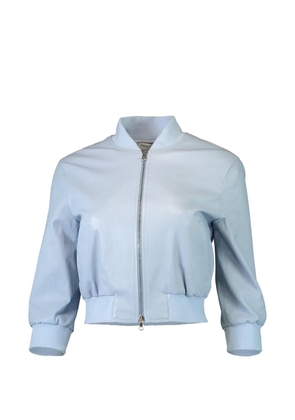 Susan Bender leather short-sleeve bomber jacket - Blue