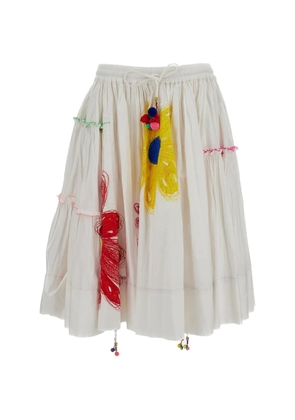 Pero floral-applique tiered midi skirt - White