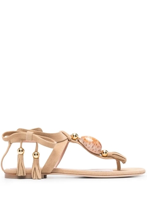 Alberta Ferretti suede-tassel sandals - Neutrals
