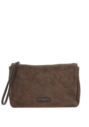 GIANNI CHIARINI Nora Pouch suede clutch bag - Brown