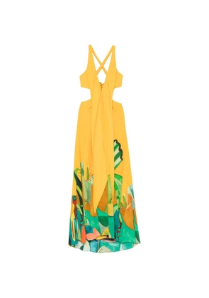 ALEMAIS Mokshini graphic-print cut-out maxi dress - Yellow