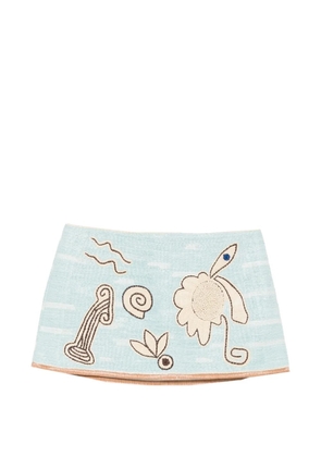 ALEMAIS raffia-effect mini skirt - Blue