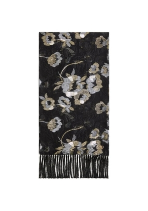 Valentino Garavani Camelia silk scarf with metallic fiber - Black