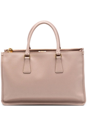 Prada Pre-Owned 2000-2025 Saffiano Lux Double Zip Frame Tote satchel - Neutrals