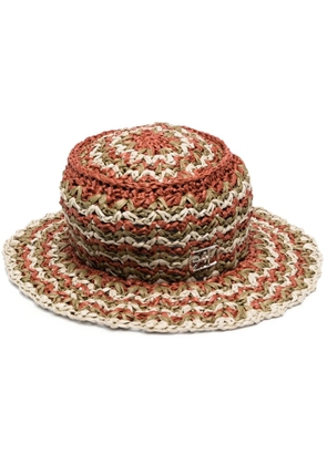 Alberta Ferretti crochet-knit raffia hat - Brown