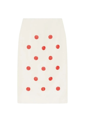 Maje x Blanca Miró embroidered pencil midi skirt - White