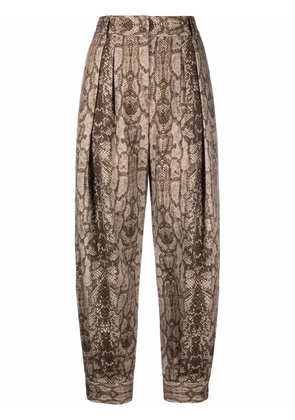 Alberta Ferretti snakeskin-print tapered trousers - Brown