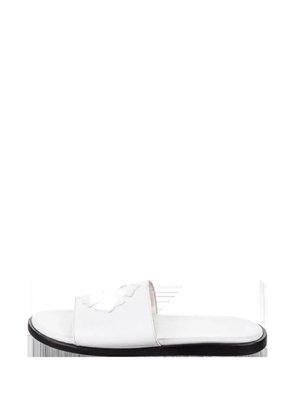 Chrome Hearts cross-patch leather sandals - White