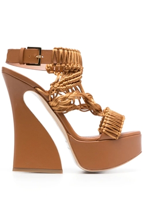 Alberta Ferretti 135mm leather platform sandals - Brown