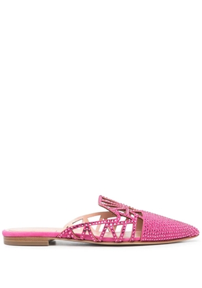 Alberta Ferretti pointed-toe crystal-embellished mules - Pink