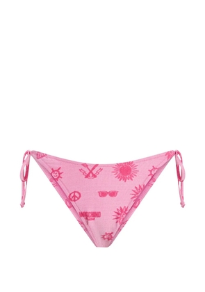 Moschino graphic-print side-tie bikini bottoms - Pink