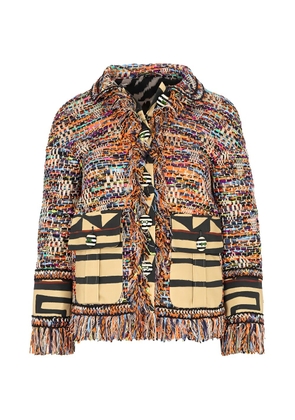 MAISON COMMON fringe-trimmed tweed jacket - Black