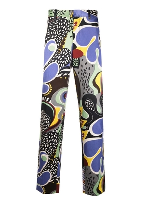 Moschino graphic-print tailored trousers - Blue